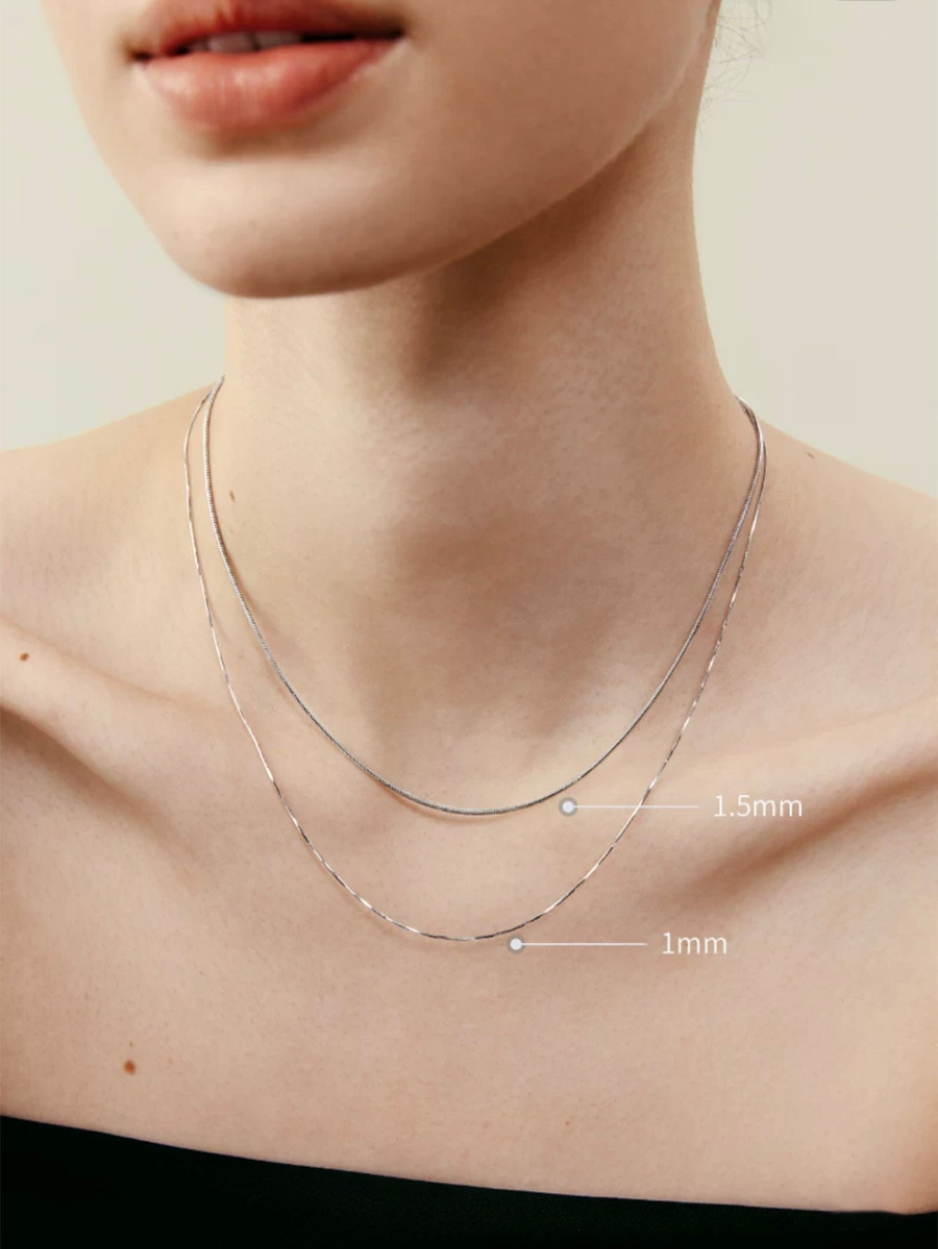 1.5mm ultra-fine octagonal snake bone clavicle chain