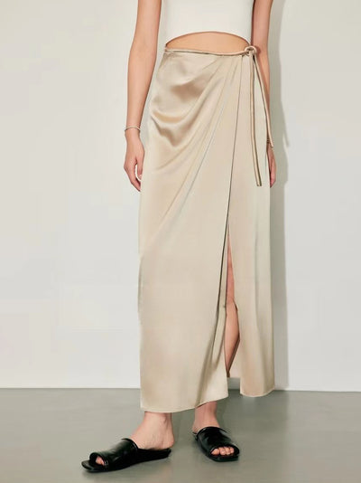 Slit Satin Long Skirt