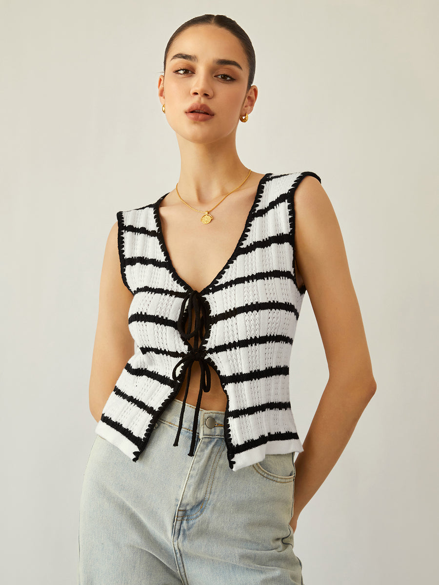 Knit Stripe Vest Crop Top