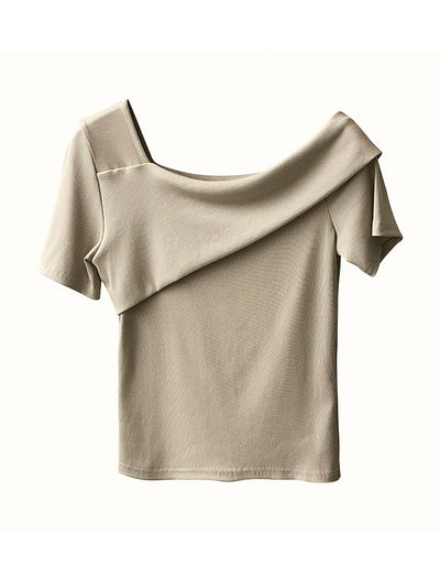 Asymmetric Off-The-Shoulder Fitted Stretch Top