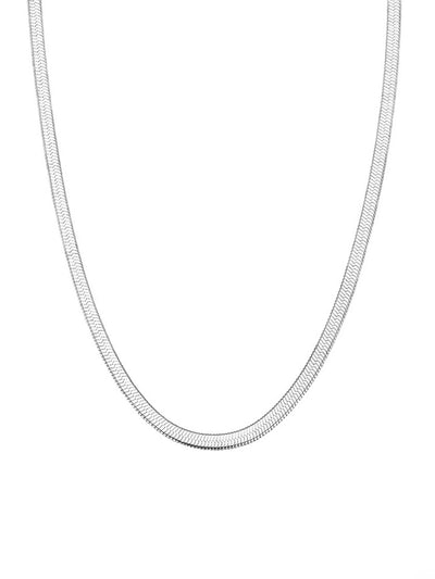 18k Gold Plated Single Layer Flat Snake Chain Necklace