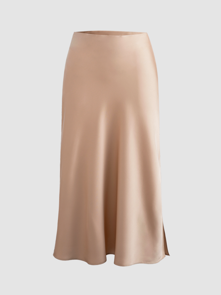 Creamy Cappuccino Satin Skirt