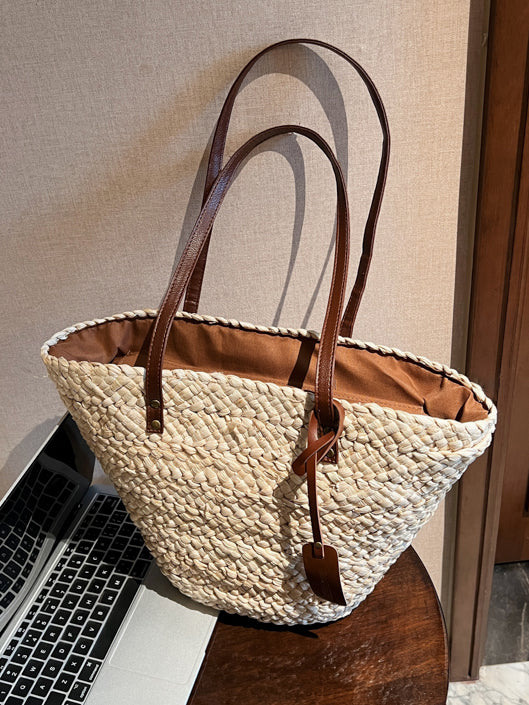 Vintage French Leather Woven Bag