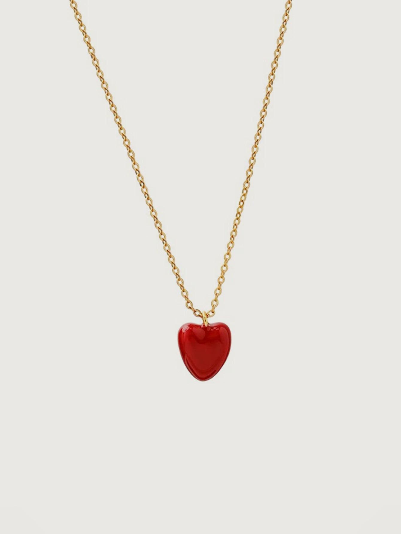 Red Enamel Heart Pendant Necklace - Perfect Valentine's Day Gift for Her