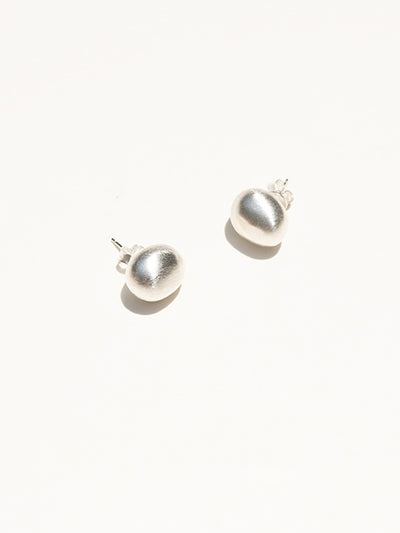 Gold and Silver Brushed Finish Dumpling Stud Earrings