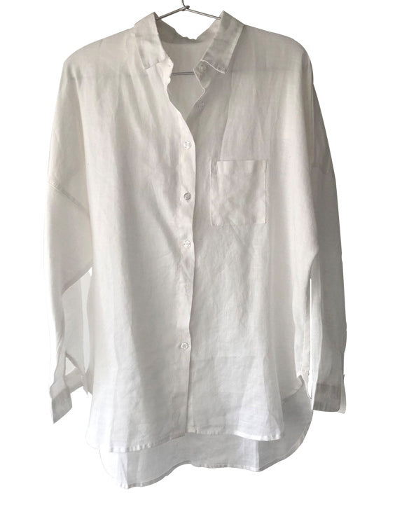 White Basic Linen Shirt