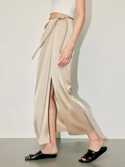 Slit Satin Long Skirt