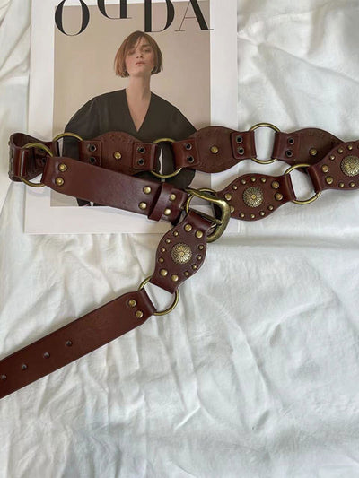 Vintage Y2K Western Cowboy Punk Stud Belt for Women - Adjustable