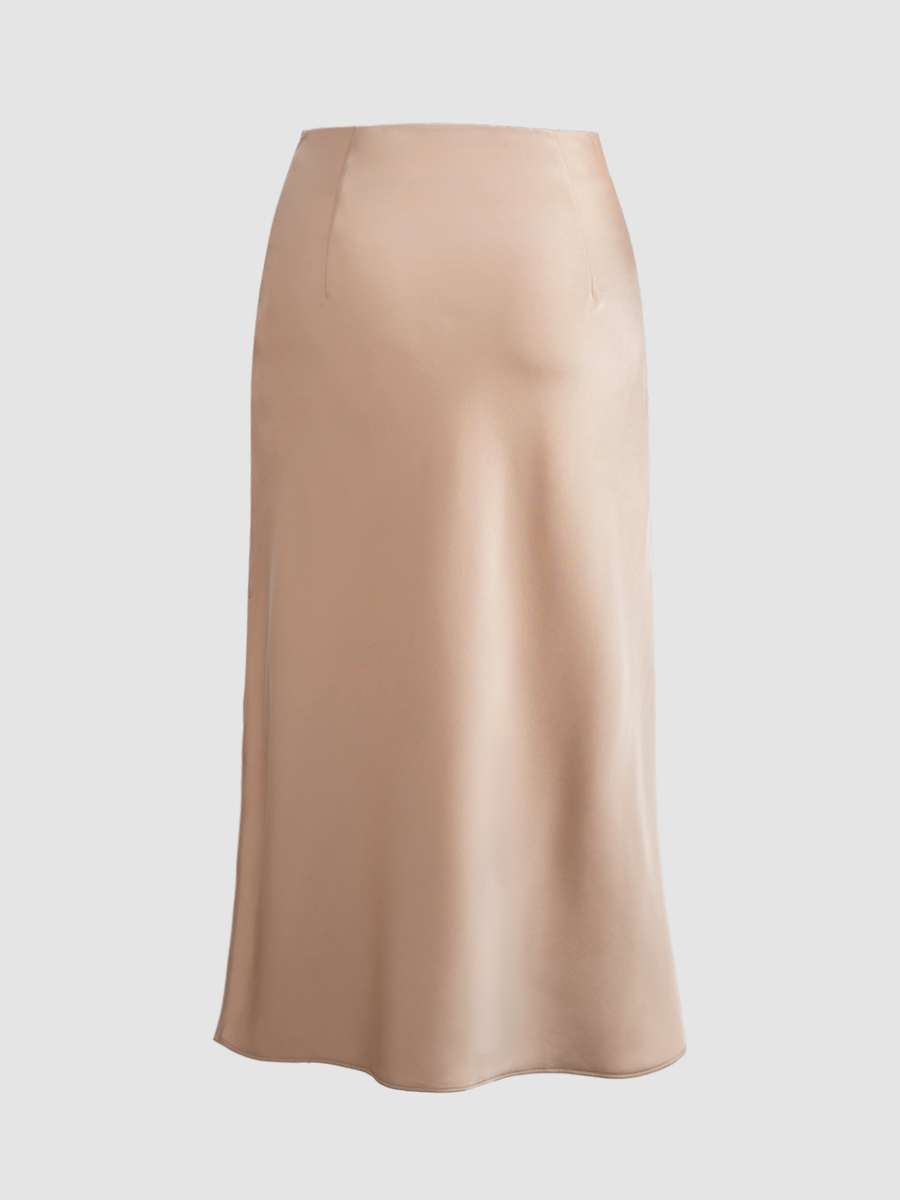 Creamy Cappuccino Satin Skirt