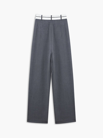 Asymmetrical Contrast Waistband Wide Leg Pants