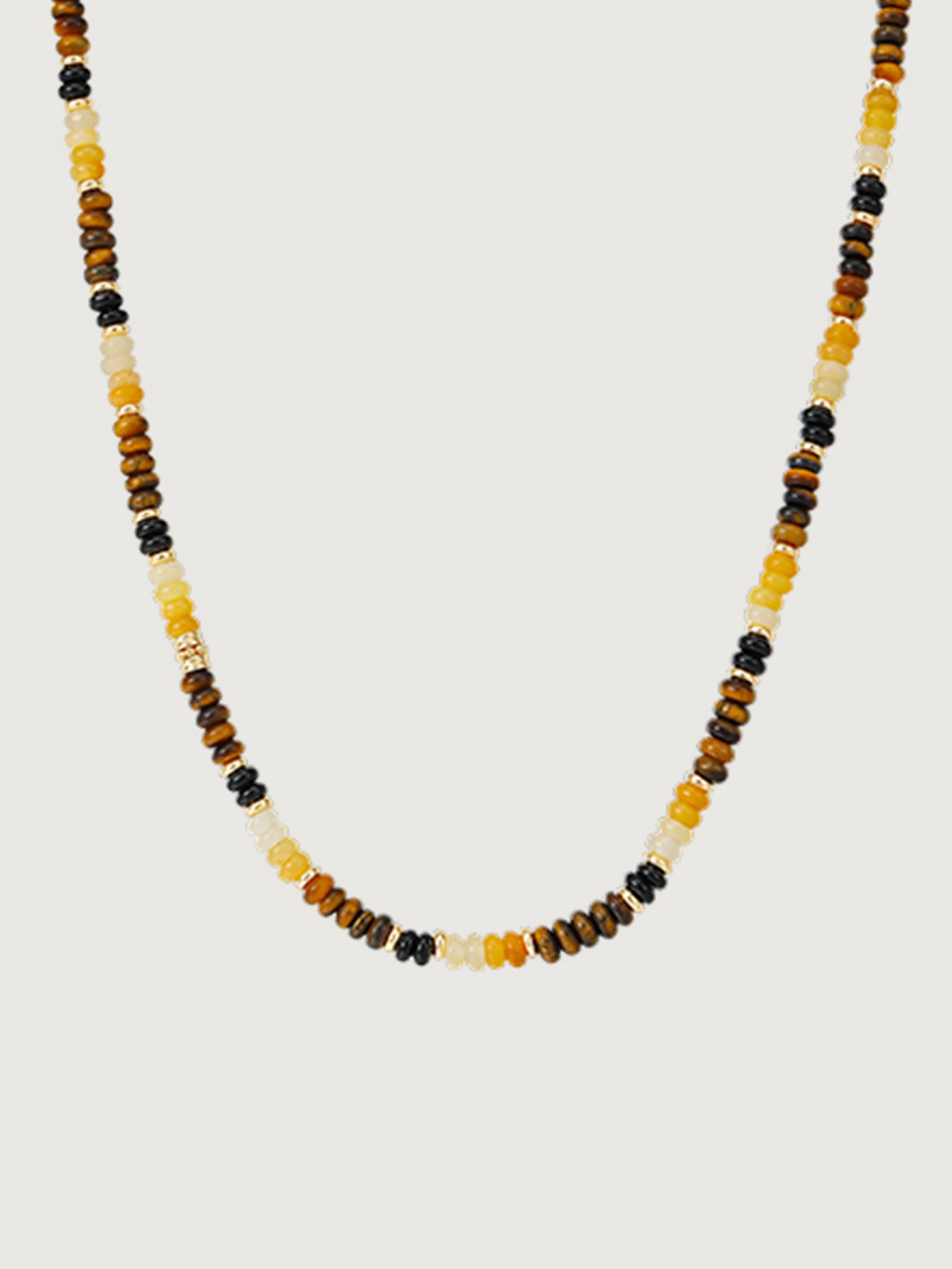 Boho Tiger Eye Stone Layered Beaded Necklace for Good Luck