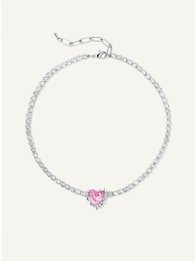 Birthday Party Choker Heart Crystal Necklace