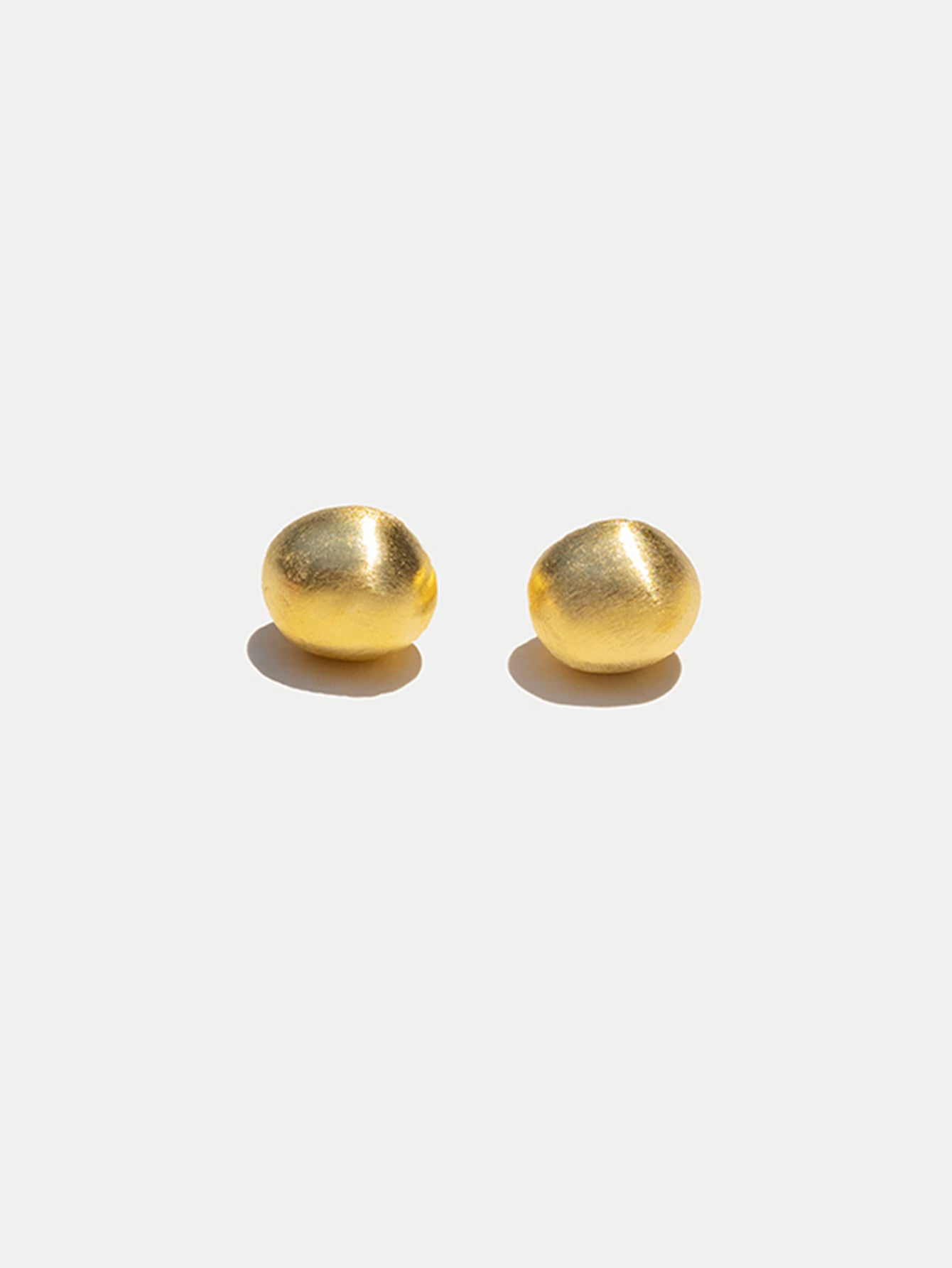 Gold and Silver Brushed Finish Dumpling Stud Earrings