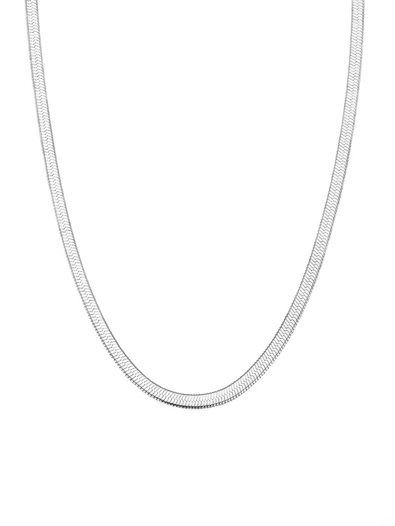 18k Gold Plated Single Layer Flat Snake Chain Necklace