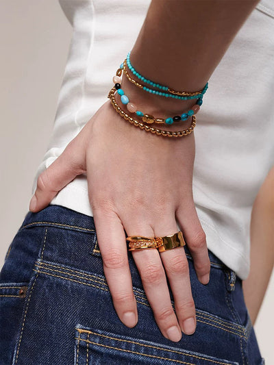 Boho Turquoise Bracelet with Natural Stone Beads for Women