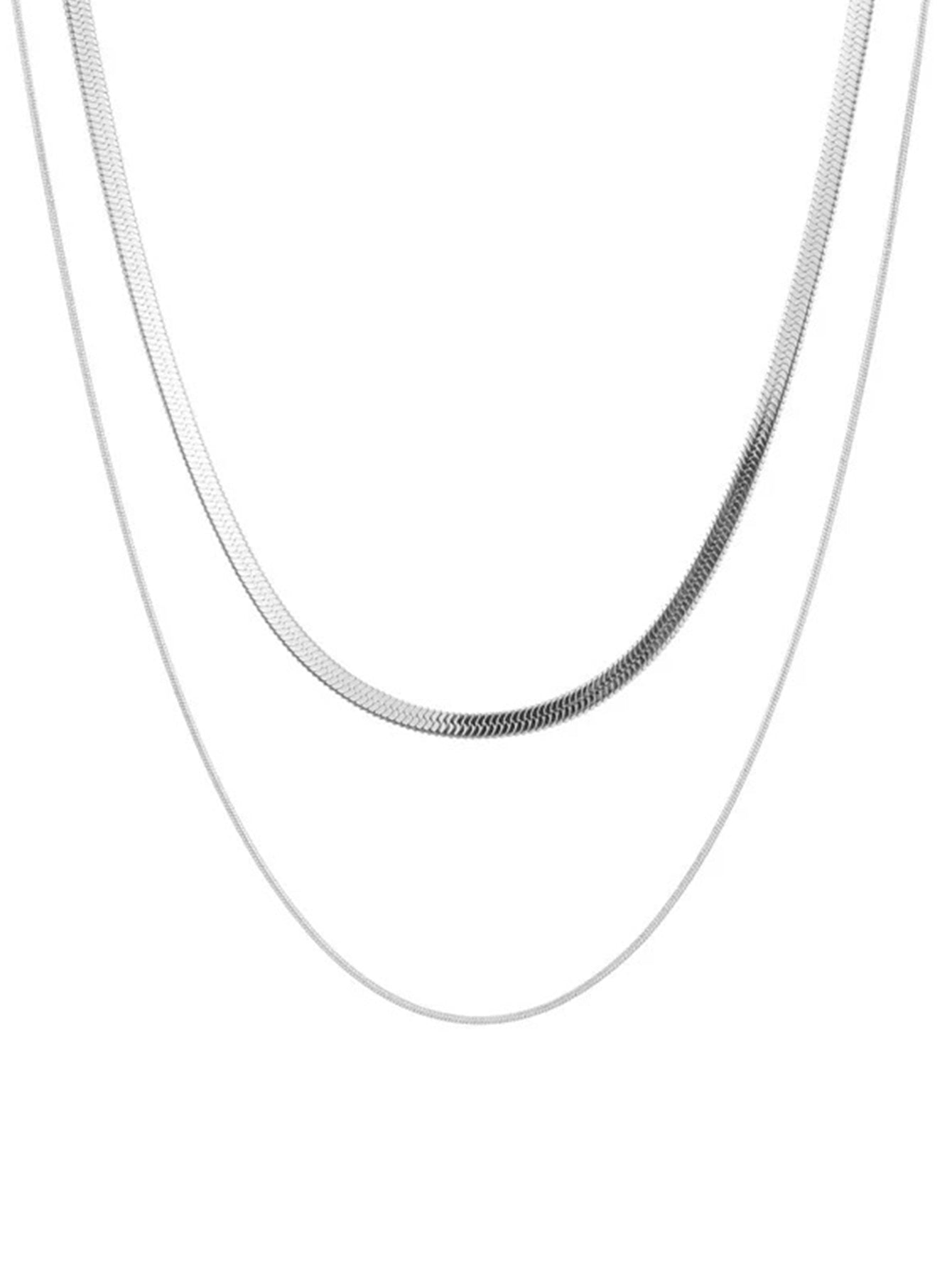 Elegant Double Chain Snake Bone Clavicle Necklace in 18K Gold Plating - Ideal for Formal and Casual Occasions