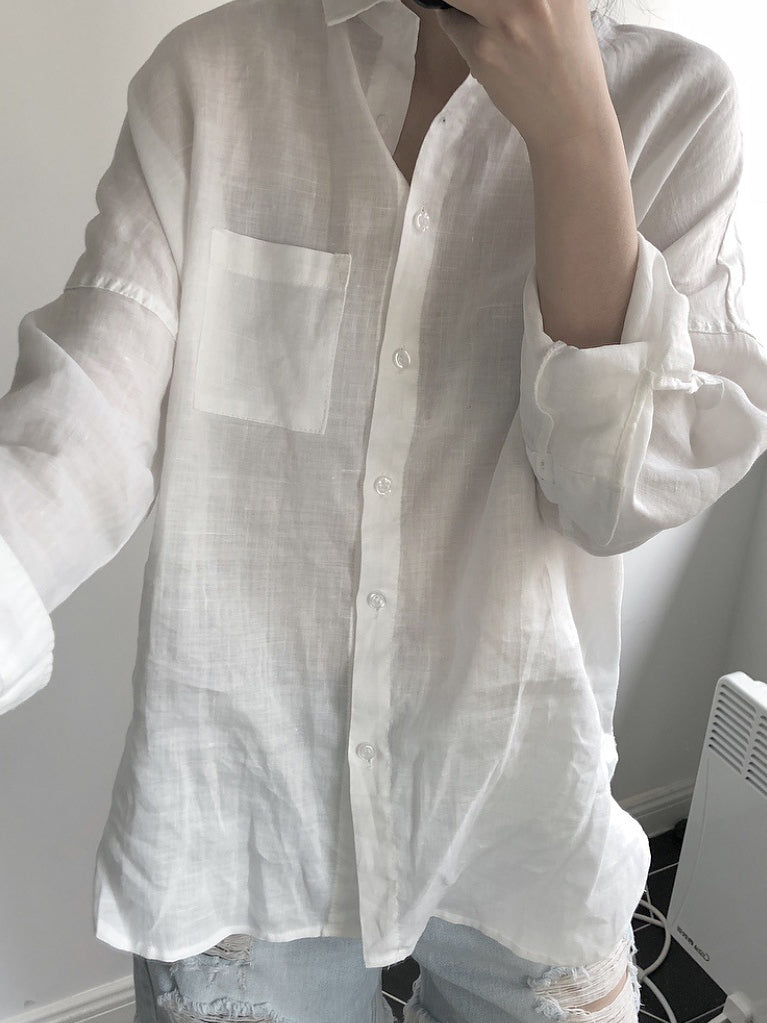 White Basic Linen Shirt