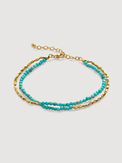 Boho Turquoise Bracelet with Natural Stone Beads for Women