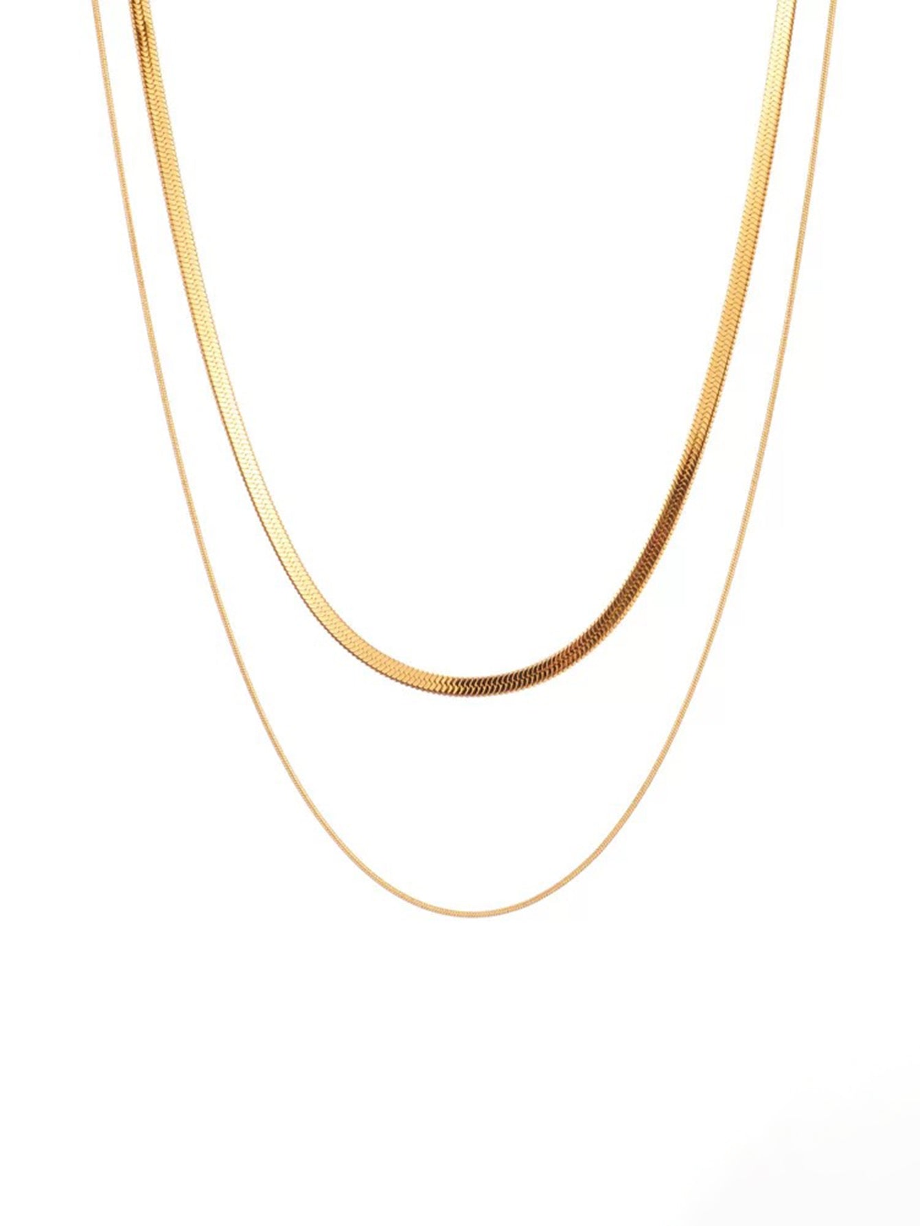 Elegant Double Chain Snake Bone Clavicle Necklace in 18K Gold Plating - Ideal for Formal and Casual Occasions