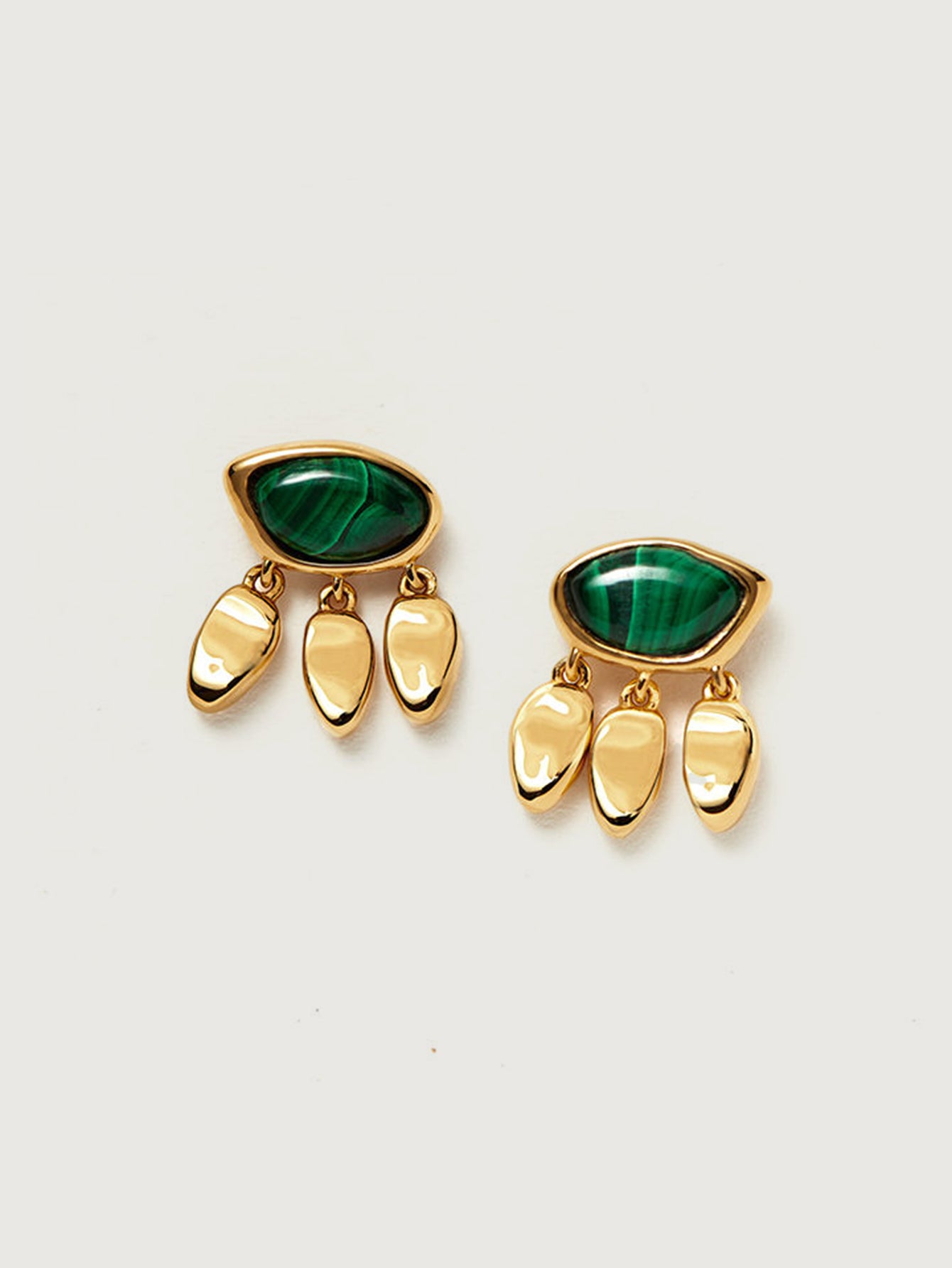 Vintage Peacock Stone White Shell Water Droplet Earrings with 18k Gold Plated for Women