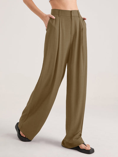 Oversized High Waisted Pleat Front Trousers