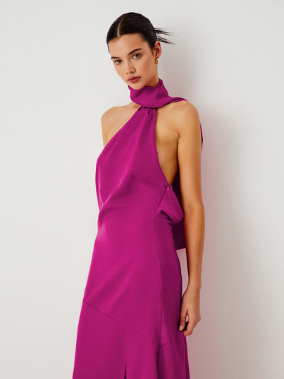 Satin Zippered Open Back Midi Dress