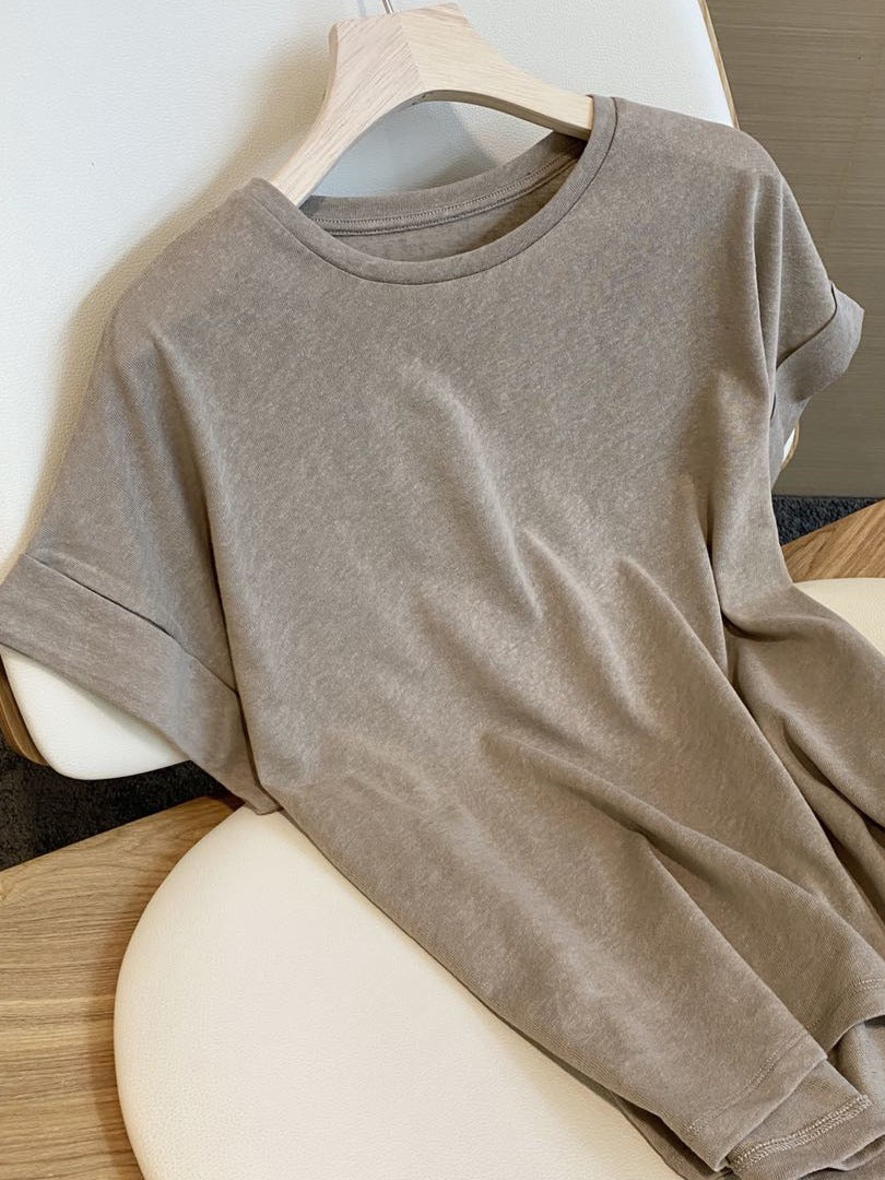 Solid Casual Round Neck T-shirt