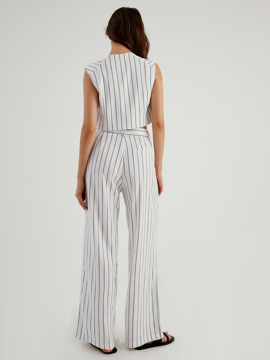 Striped Tank Top and Wide Leg Pants Set