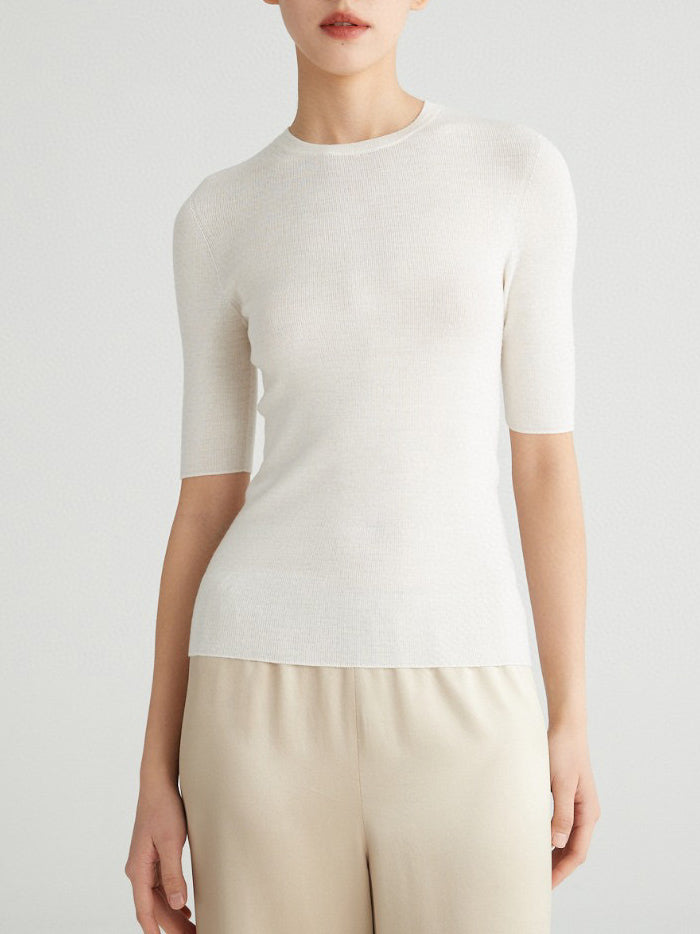 Basic Wool Round Neck Knitted SlimTop