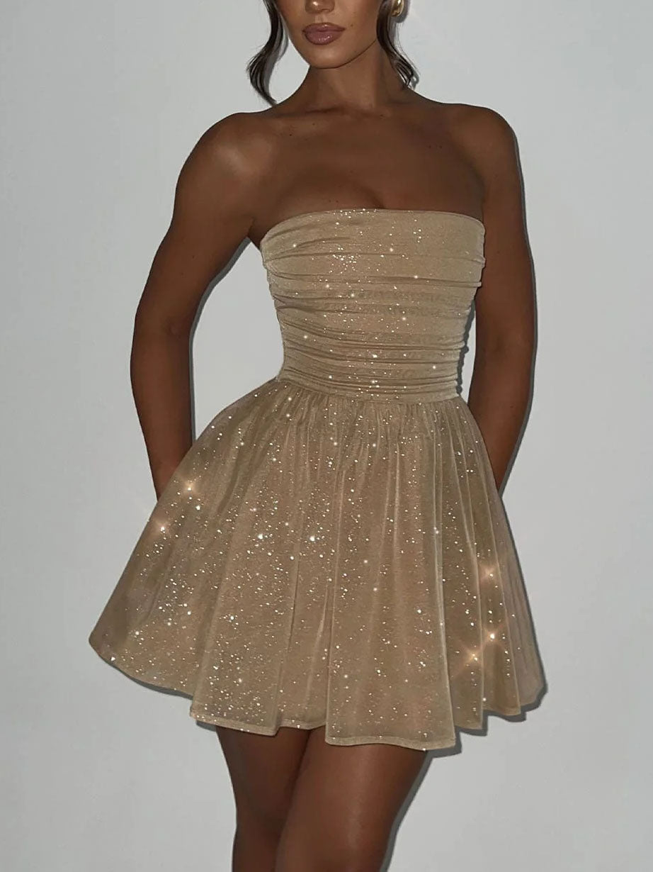 Glittery Butterfly Bow Mini Dress