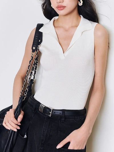 Sleeveless V-neck  Knitted Vest