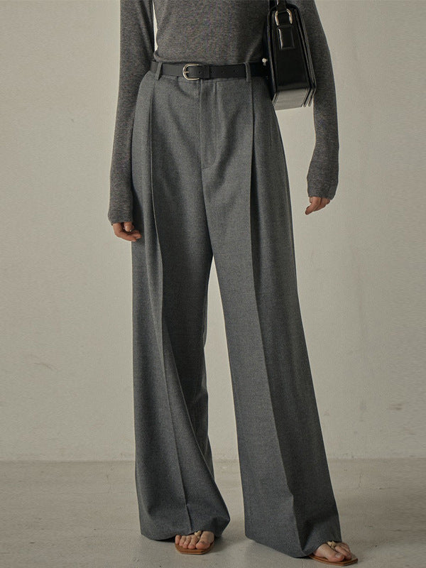 Oversized Wool High Waisted Wide Leg Pants