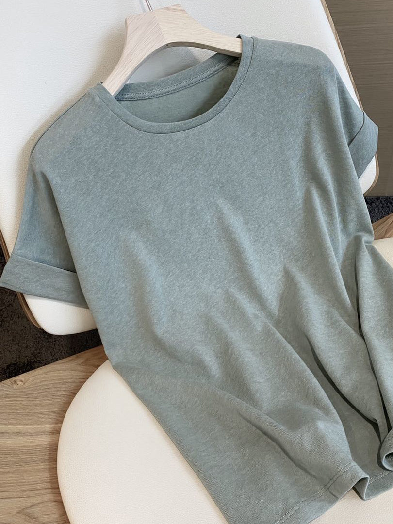 Solid Casual Round Neck T-shirt