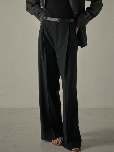 Oversized Wool High Waisted Wide Leg Pants