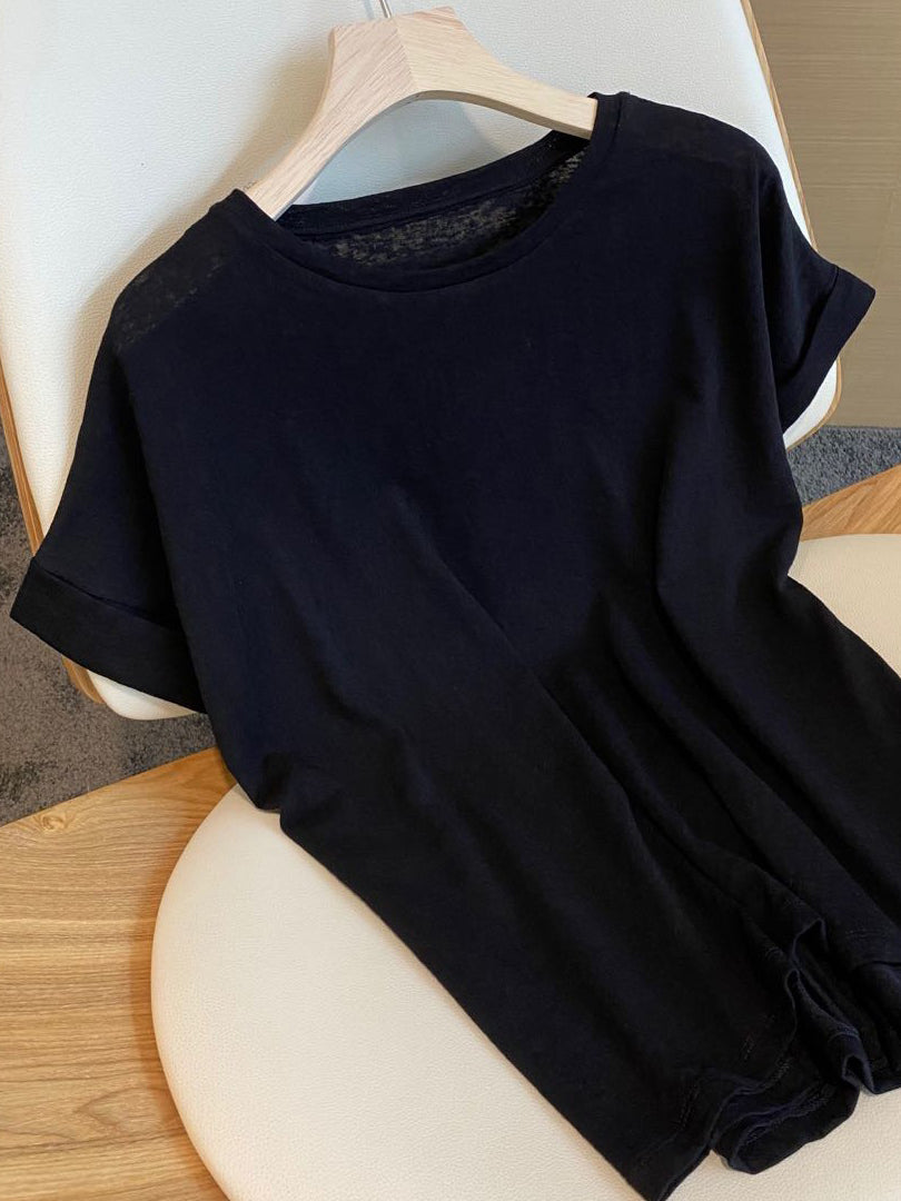 Solid Casual Round Neck T-shirt