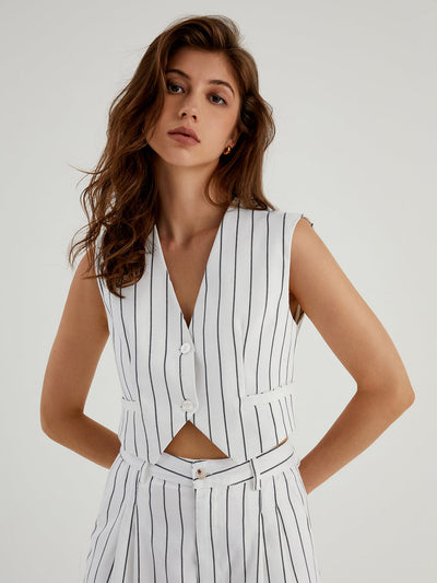 Striped Tank Top and Wide Leg Pants Set