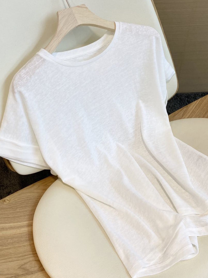 Solid Casual Round Neck T-shirt